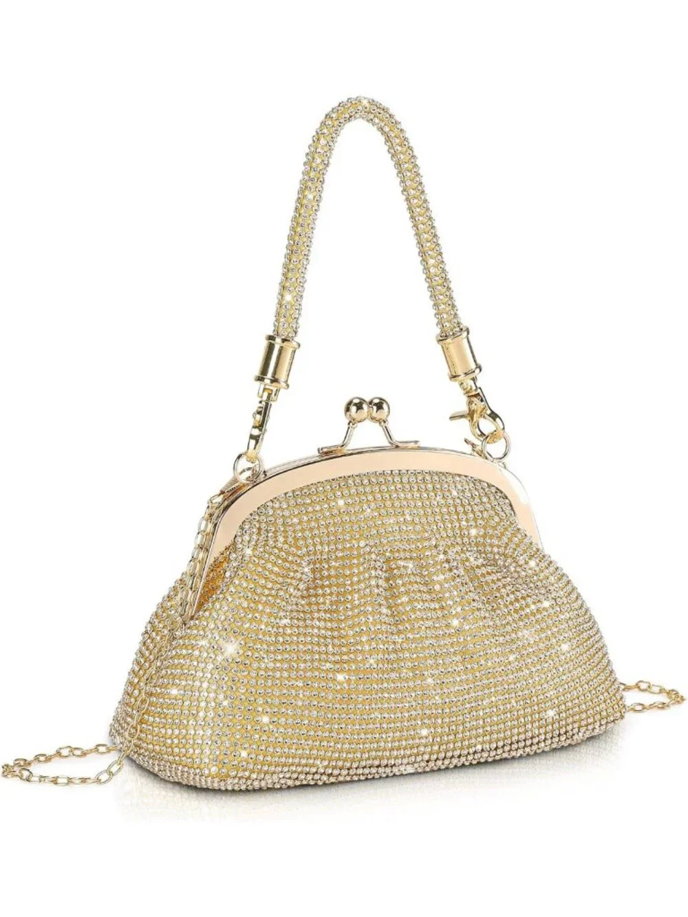 Sparkly Silver Clutch Purse for Women, Rhinestone Evening Bag for 1920s Party